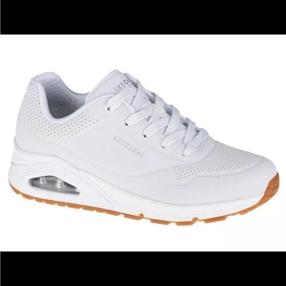 Skechers White Sneakers with Gum Sole